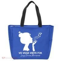 We Wear White For Lung Cancer Awareness American Gift Tote Bag thumb 0