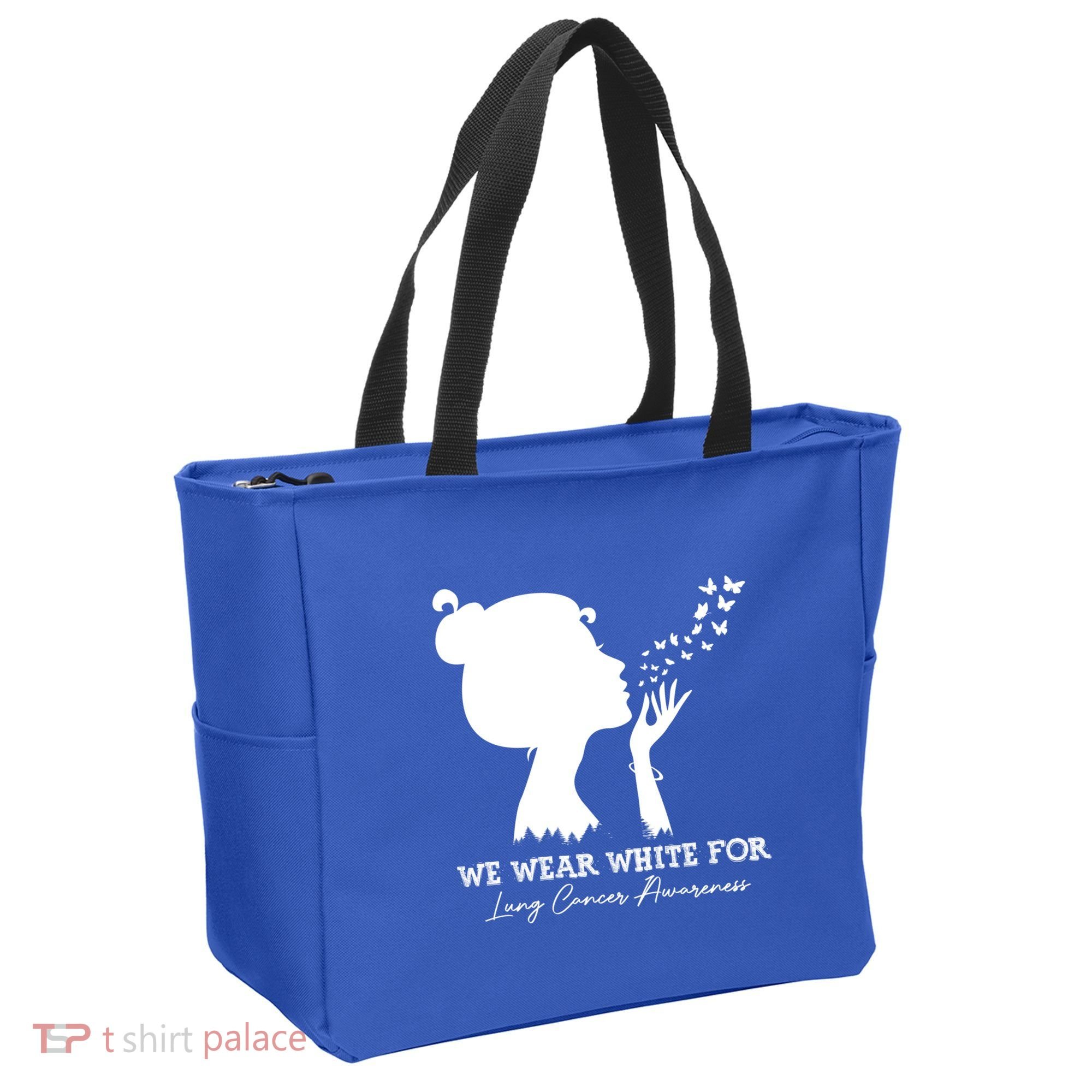 We Wear White For Lung Cancer Awareness American Gift Tote Bag
