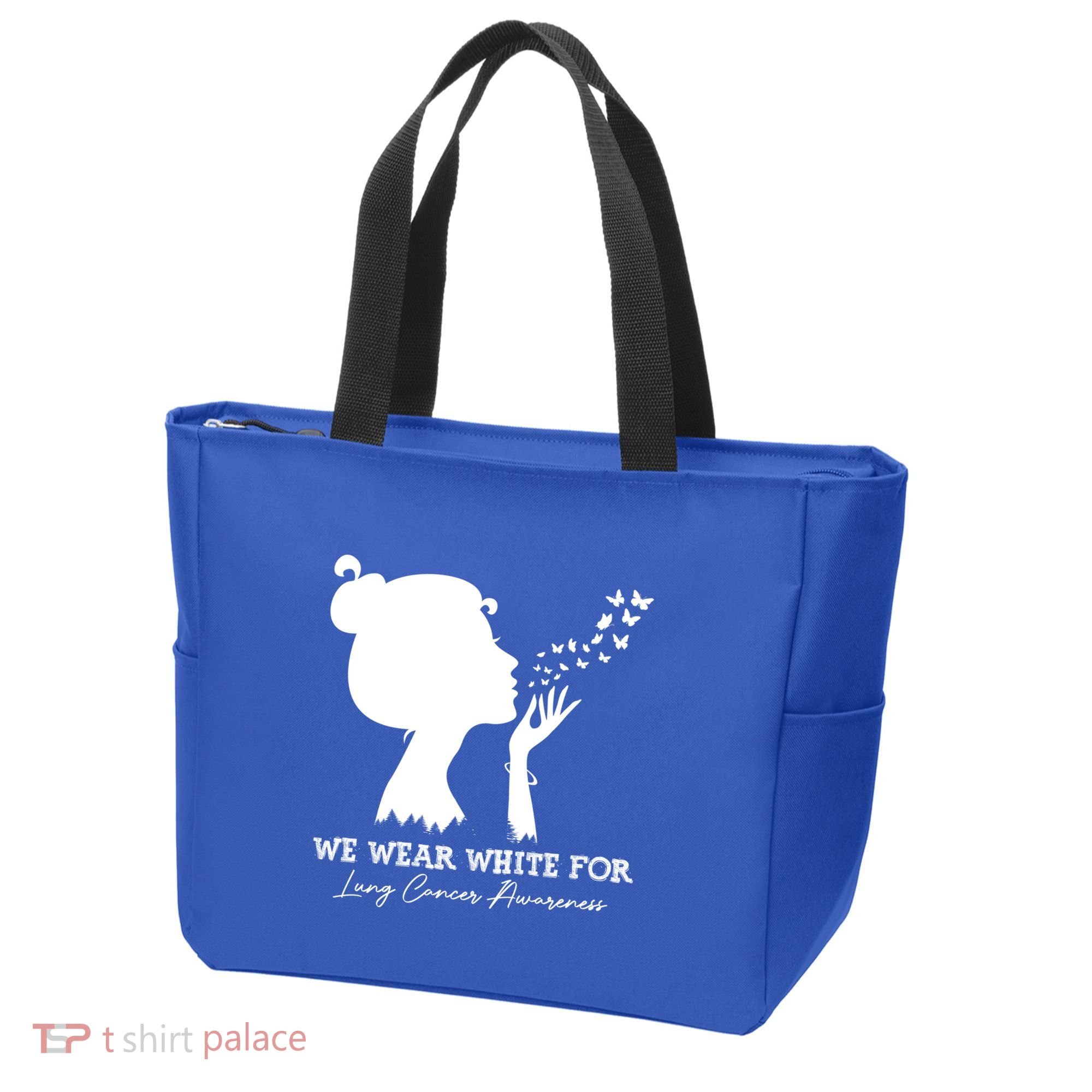 We Wear White For Lung Cancer Awareness American Gift Tote Bag