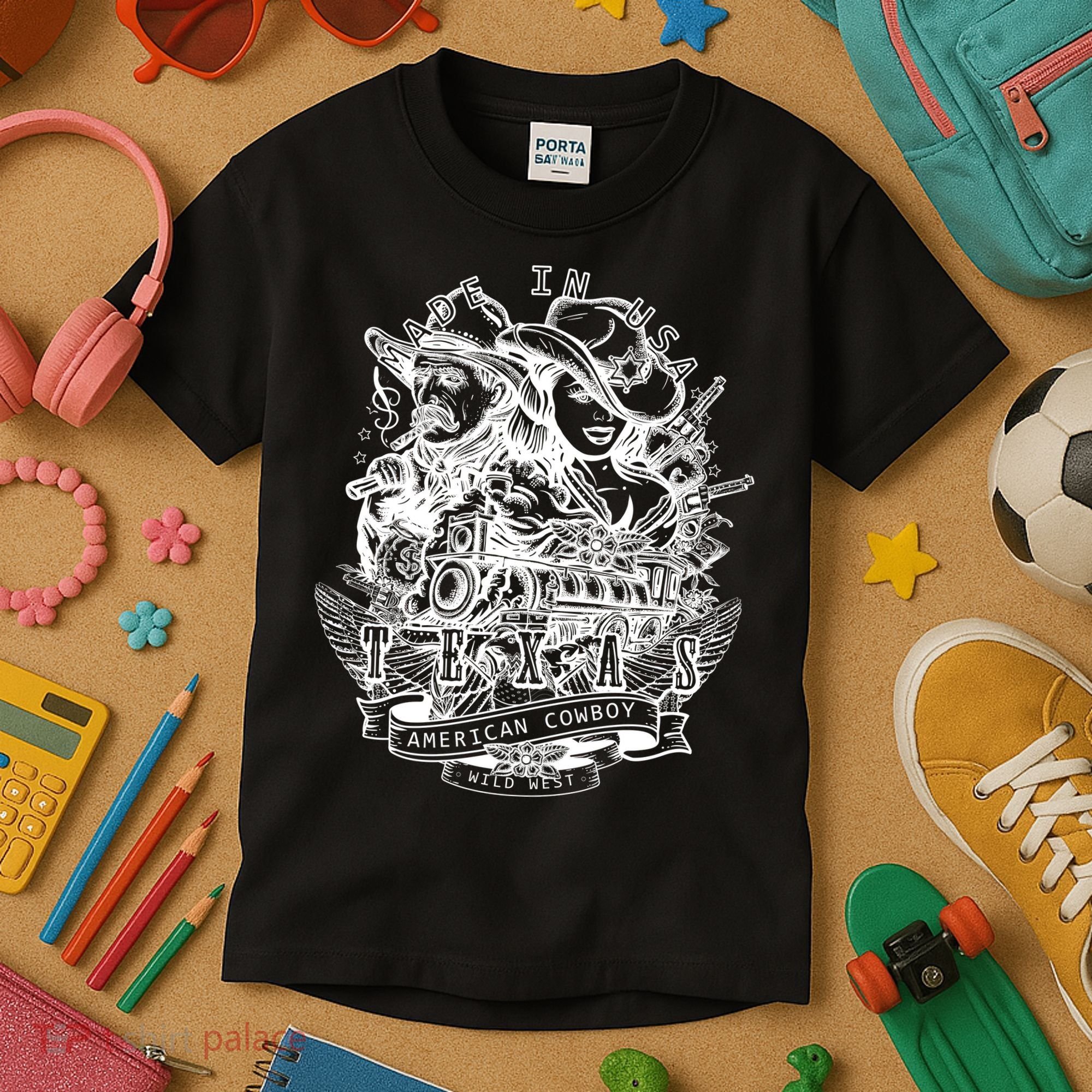 Wild Wild West Texas American Cowboy Kids T-Shirt