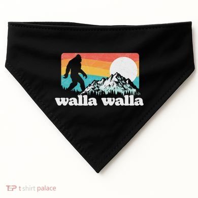 Walla Walla Washington Bigfoot Mountains Retro Distressed USA-Made Doggie Bandana