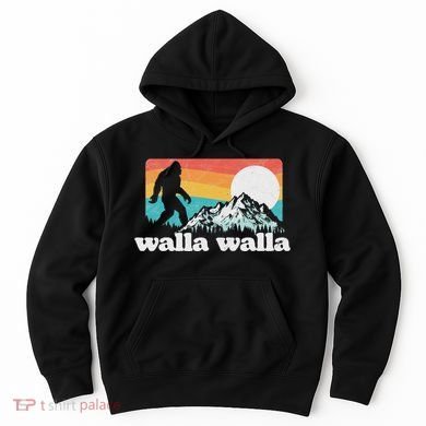 Walla Walla Washington Bigfoot Mountains Retro Distressed Hoodie