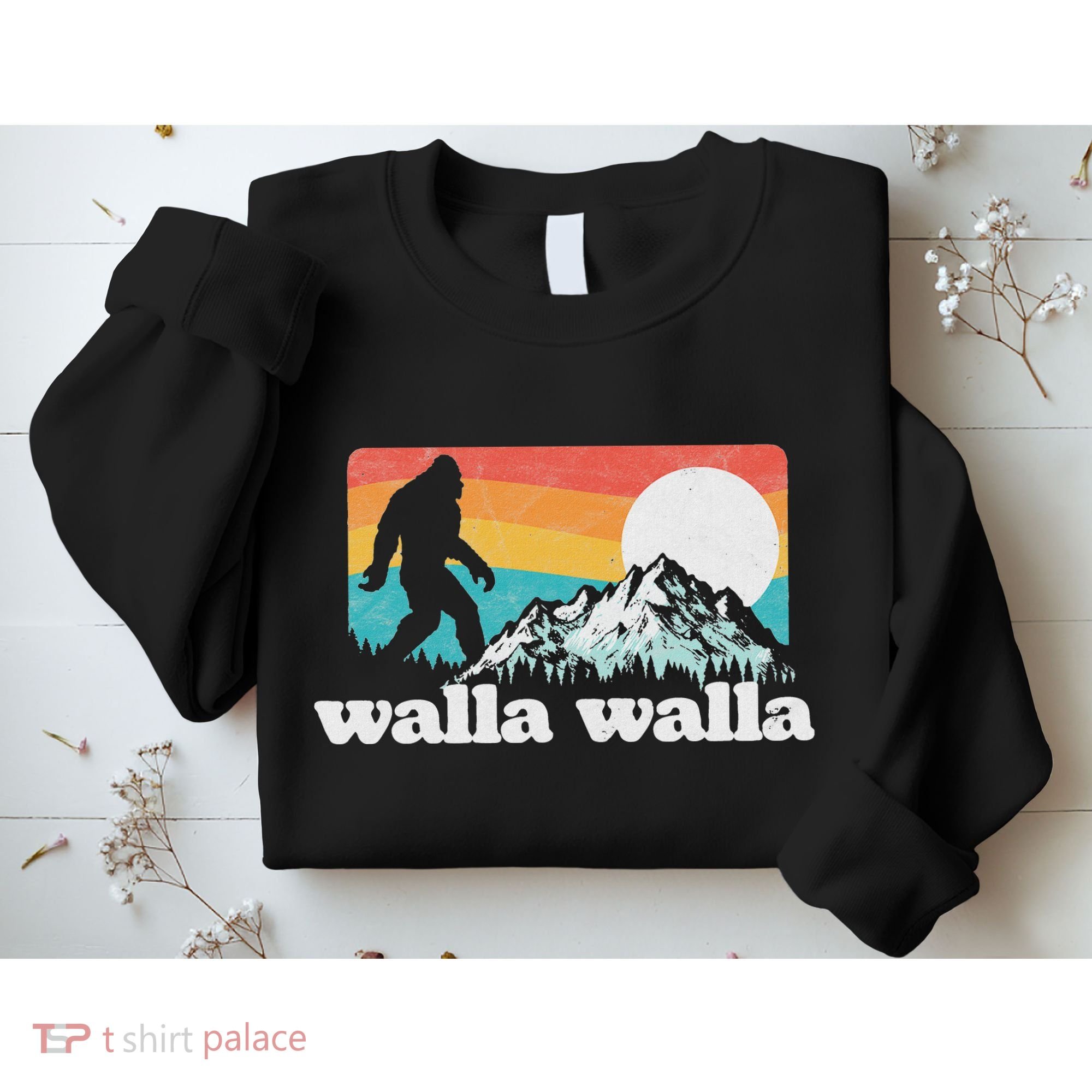 Walla Walla Washington Bigfoot Mountains Retro Distressed Sweatshirt