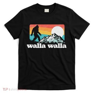 Walla Walla Washington Bigfoot Mountains Retro Distressed T-Shirt
