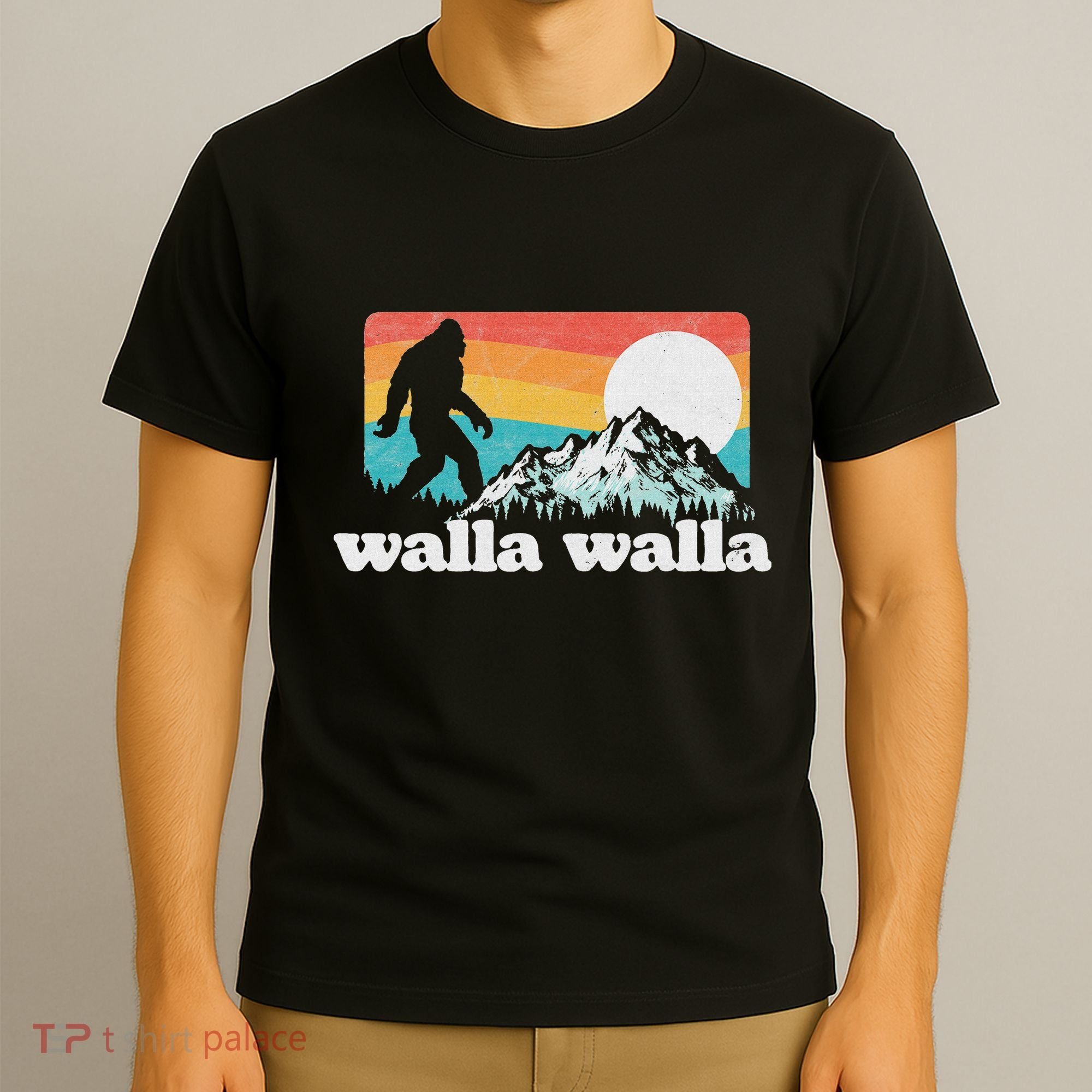 Walla Walla Washington Bigfoot Mountains Retro Distressed T-Shirt