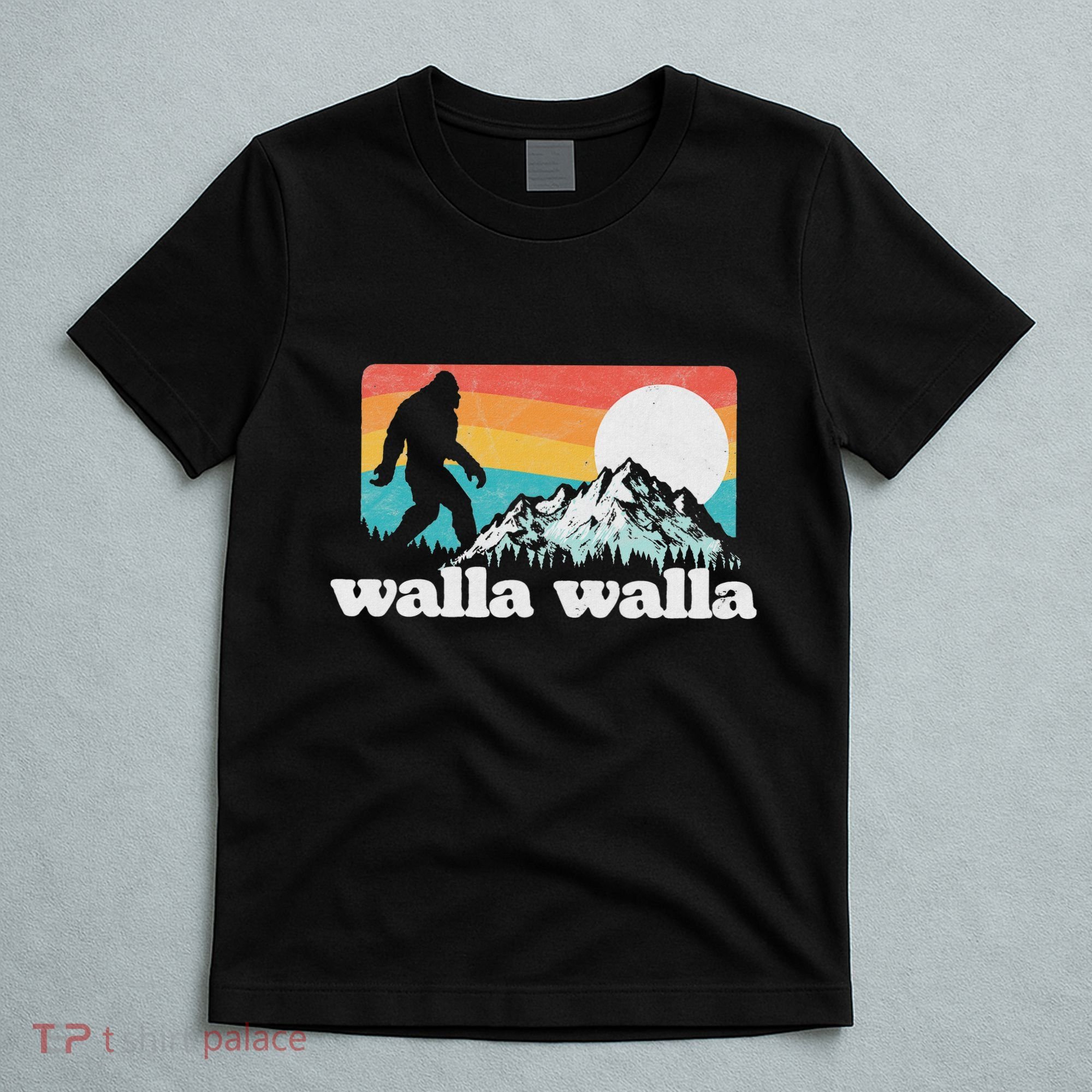 Walla Walla Washington Bigfoot Mountains Retro Distressed T-Shirt