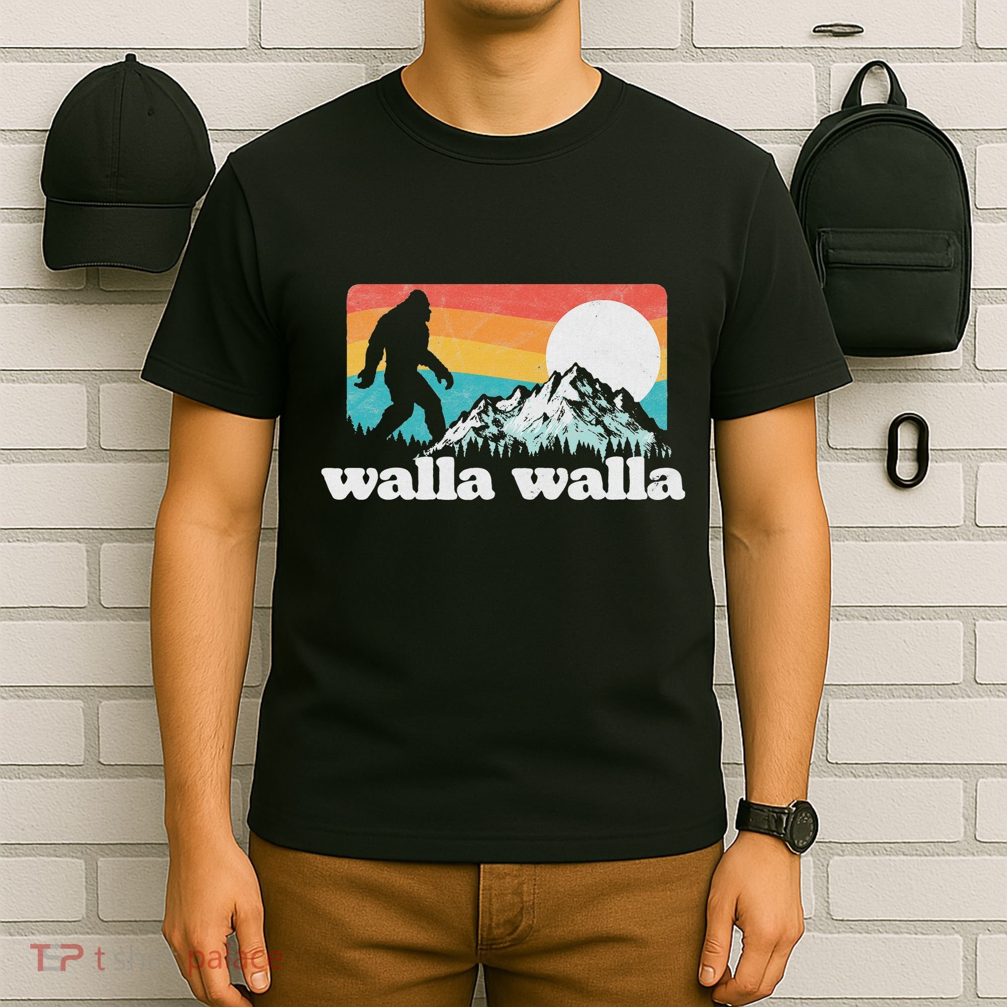 Walla Walla Washington Bigfoot Mountains Retro Distressed T-Shirt