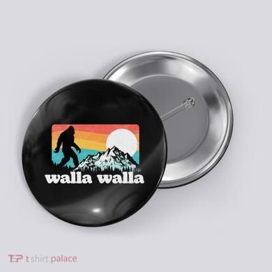 Walla Walla Washington Bigfoot Mountains Retro Distressed Button