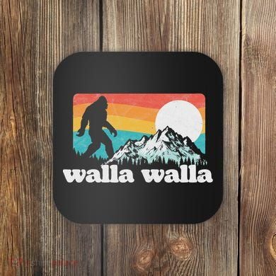 Walla Walla Washington Bigfoot Mountains Retro Distressed Coaster