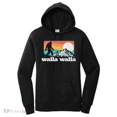 Walla Walla Washington Bigfoot Mountains Retro Distressed Women's Hoodie