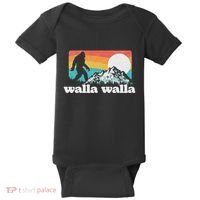 Walla Walla Washington Bigfoot Mountains Retro Distressed Baby Bodysuit thumb 0