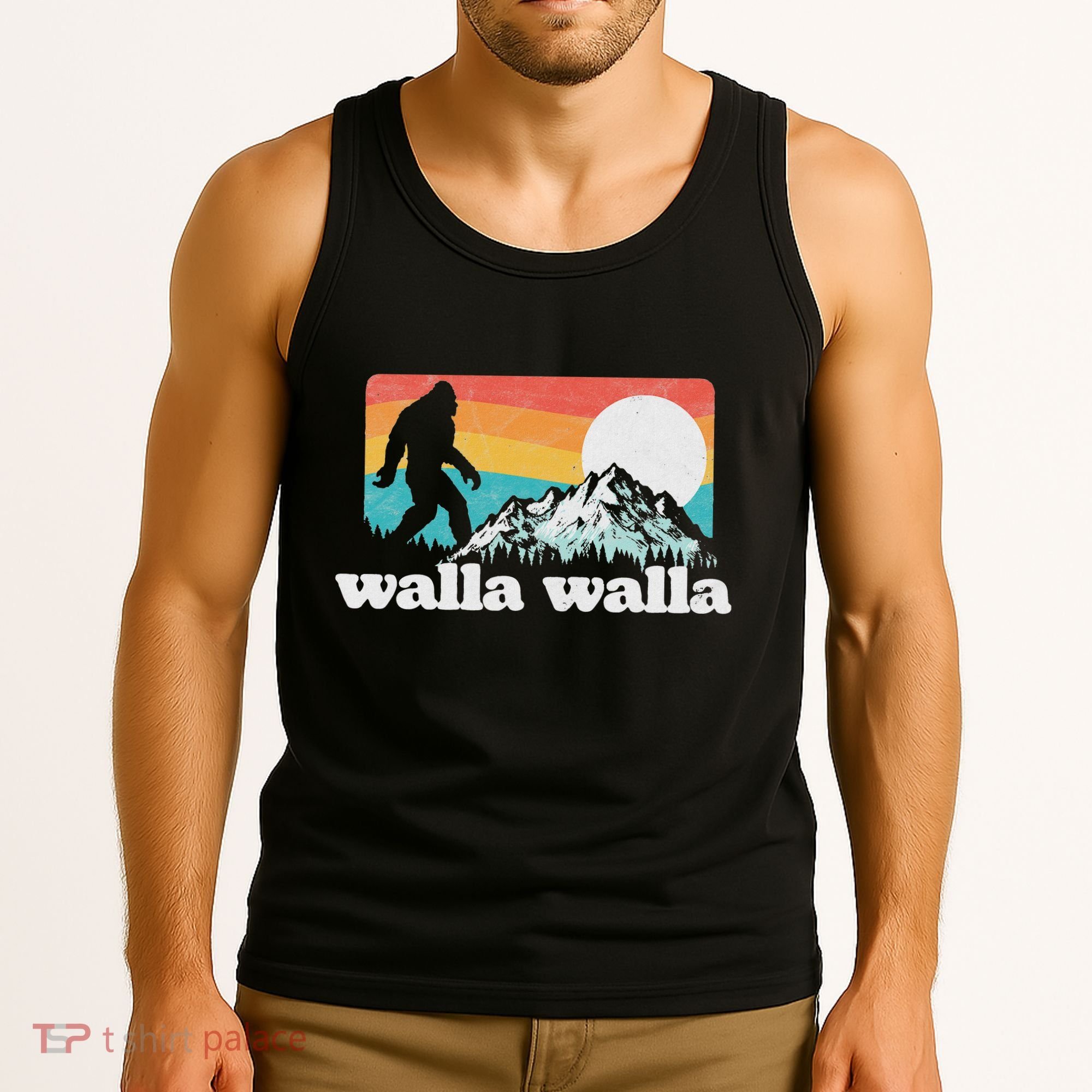 Walla Walla Washington Bigfoot Mountains Retro Distressed Tank Top