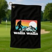 Walla Walla Washington Bigfoot Mountains Retro Distressed Golf Towel thumb 1