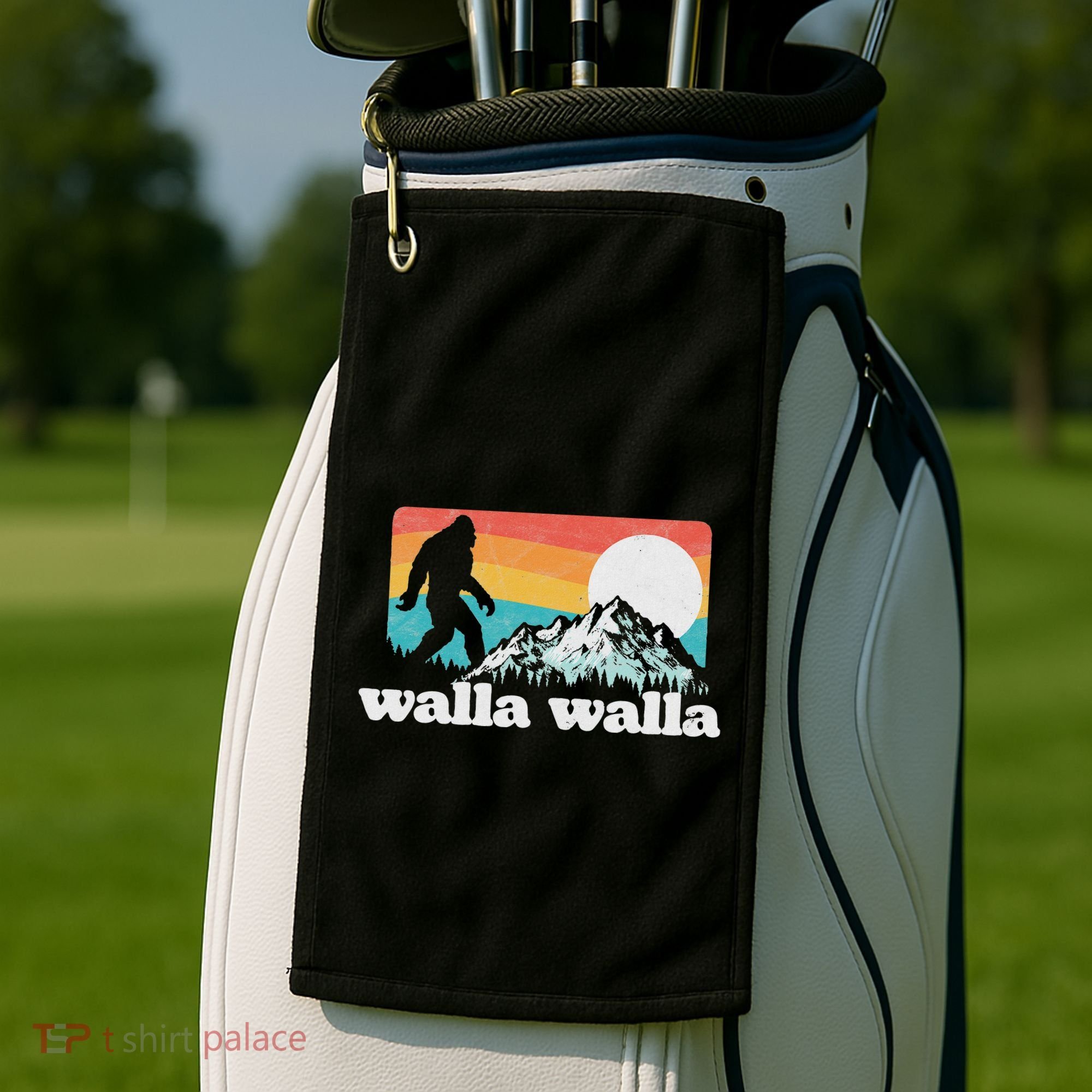 Walla Walla Washington Bigfoot Mountains Retro Distressed Golf Towel