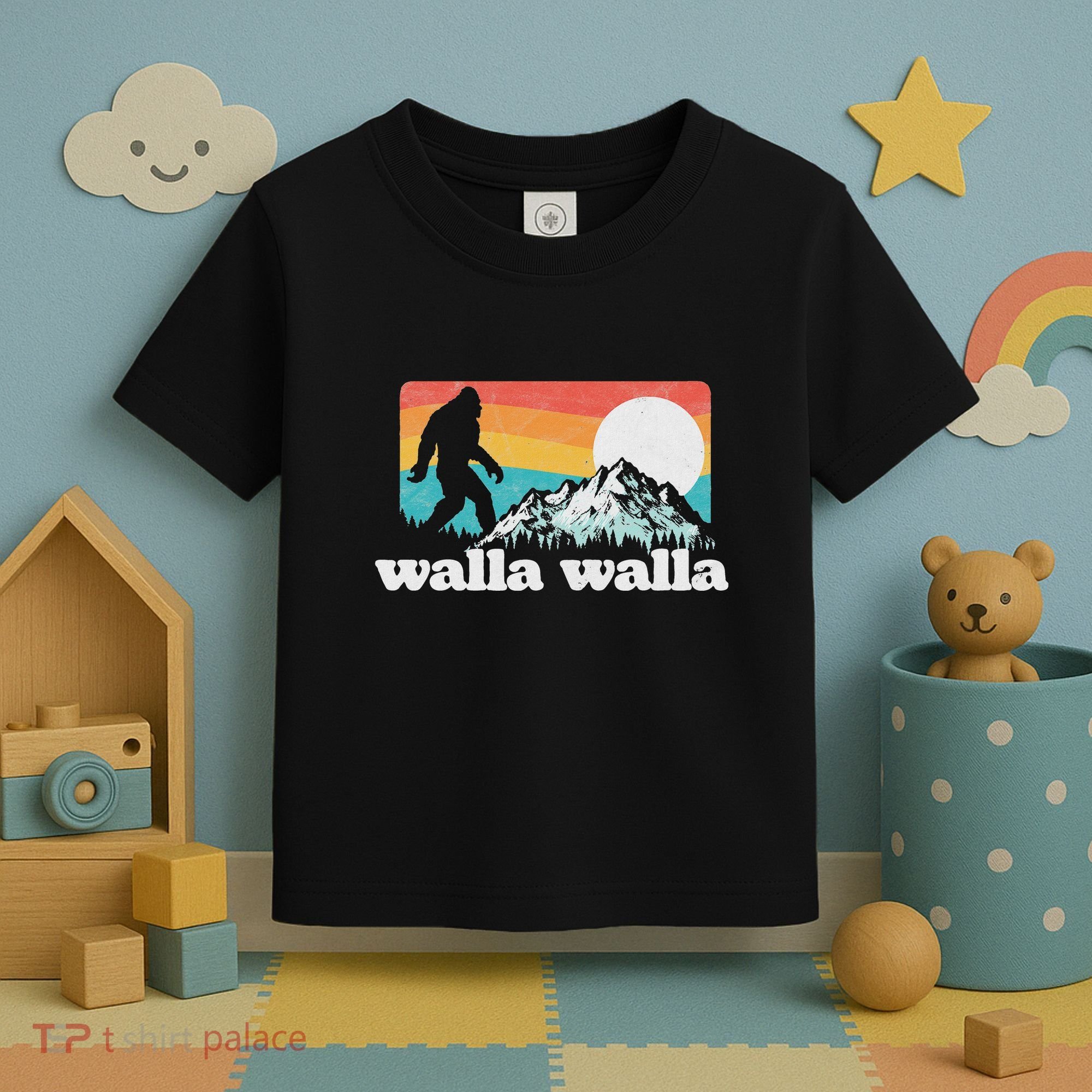 Walla Walla Washington Bigfoot Mountains Retro Distressed Toddler T-Shirt