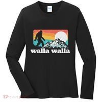 Walla Walla Washington Bigfoot Mountains Retro Distressed Women's Long Sleeve Shirt thumb 0
