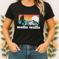 Walla Walla Washington Bigfoot Mountains Retro Distressed Women's T-Shirt thumb 2