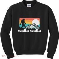 Walla Walla Washington Bigfoot Mountains Retro Distressed Kids Sweatshirt thumb 0