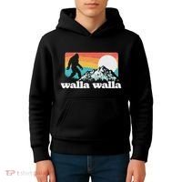 Walla Walla Washington Bigfoot Mountains Retro Distressed Kids Hoodie thumb 4