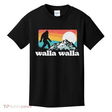 Walla Walla Washington Bigfoot Mountains Retro Distressed Kids T-Shirt