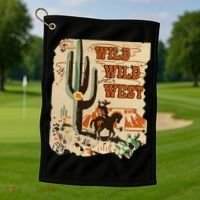 Wild Wild West Western Life Southwest Desert Vibes Cactus Golf Towel thumb 1