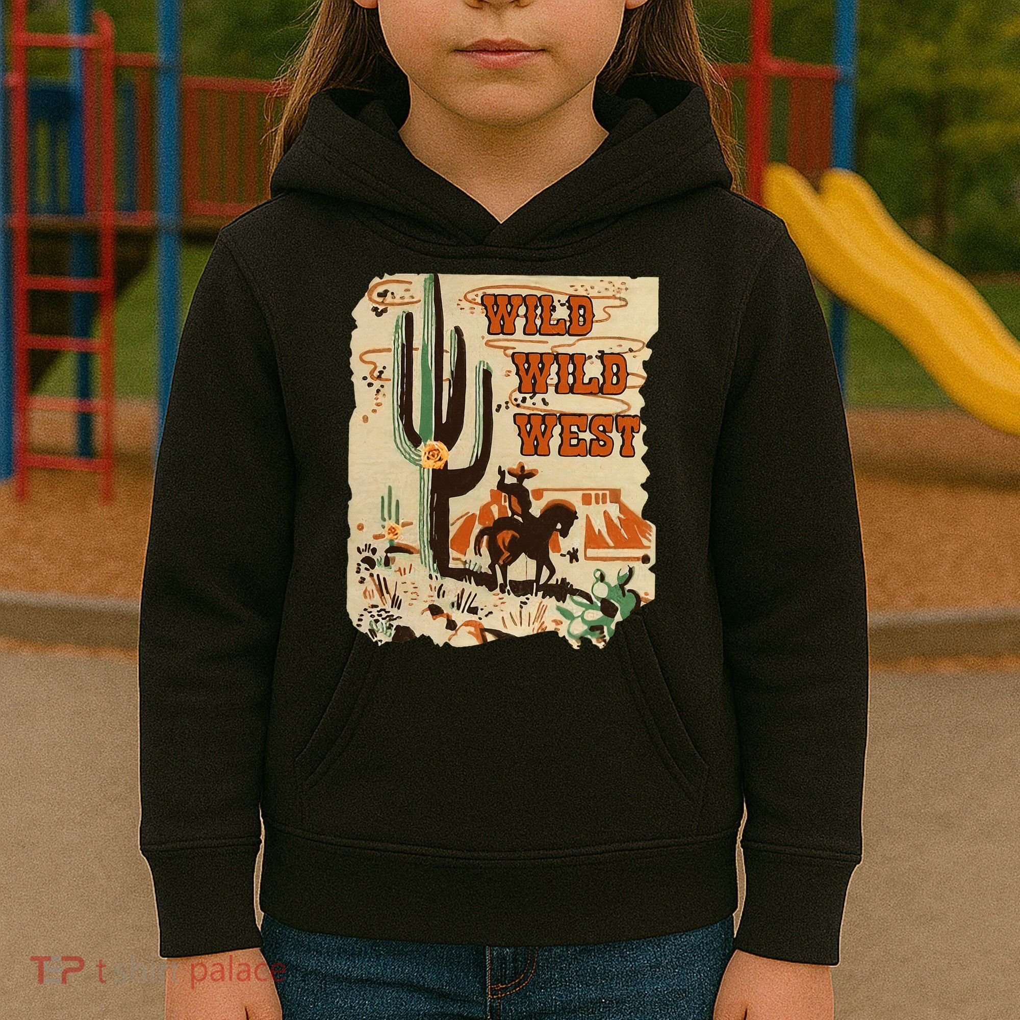 Wild Wild West Western Life Southwest Desert Vibes Cactus Kids Hoodie