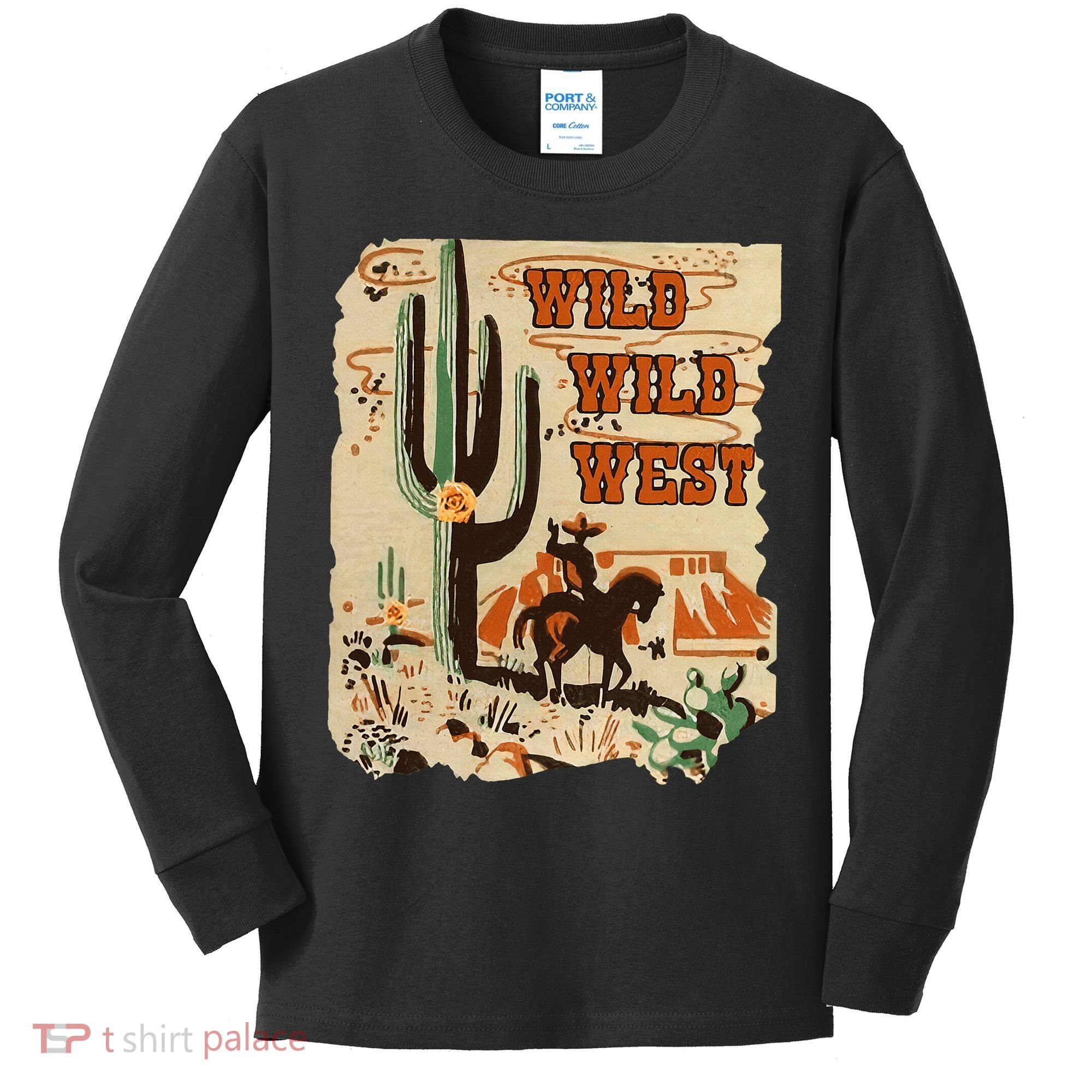 Wild Wild West Western Life Southwest Desert Vibes Cactus Kids Long Sleeve Shirt