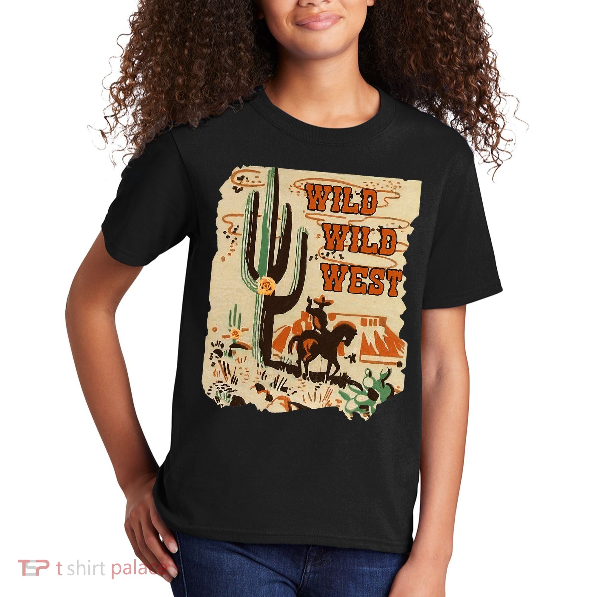 Wild Wild West Western Life Southwest Desert Vibes Cactus Kids T-Shirt