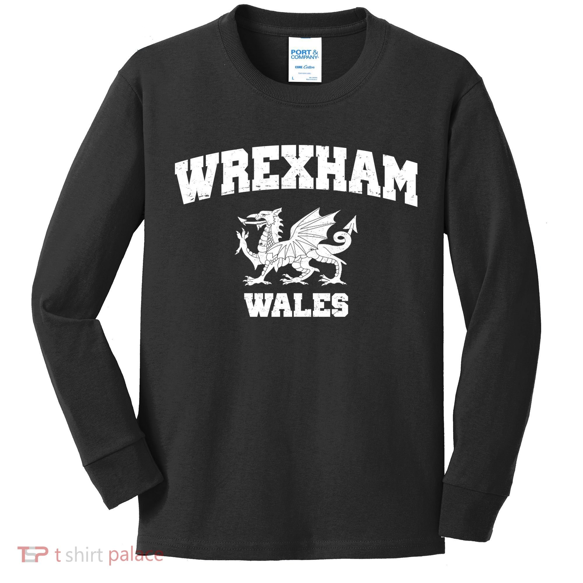 Wrexham Wales Welsh Flag Cymru Kids Long Sleeve Shirt