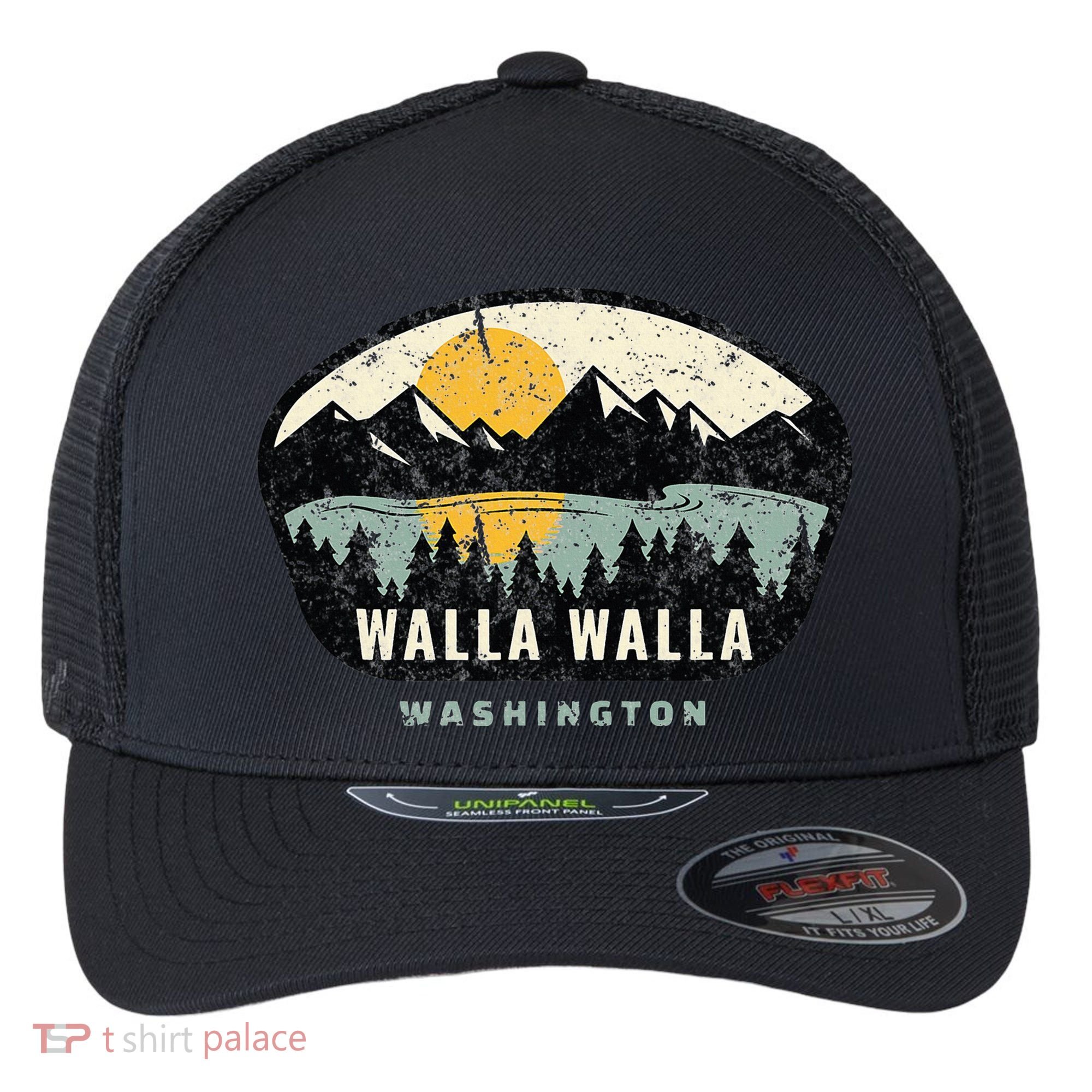 Walla Walla Washington W.A Vacation Souvenir Flexfit Unipanel Trucker Cap