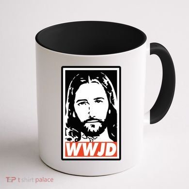 WWJD What Would Jesus Do Poster Design Coffee Mug back