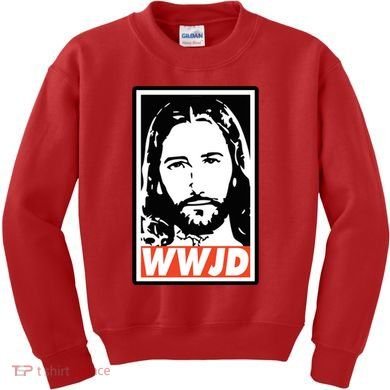 WWJD What Would Jesus Do Poster Design Kids Sweatshirt