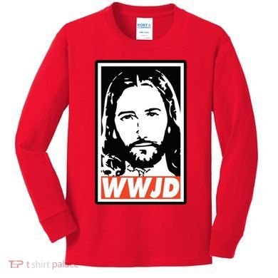 WWJD What Would Jesus Do Poster Design Kids Long Sleeve Shirt