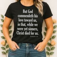 While We Were Yet Sinners Christ Died For Us Romans 58 Kjv Bible Verse Women's T-Shirt thumb 2