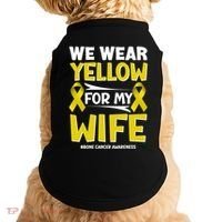 We Wear Yellow For My Wife! Bone Cancer Awareness Sarcoma Gift Doggie Tank thumb 0