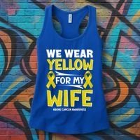 We Wear Yellow For My Wife! Bone Cancer Awareness Sarcoma Gift Women's Tank Top thumb 3