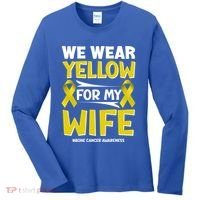 We Wear Yellow For My Wife! Bone Cancer Awareness Sarcoma Gift Women's Long Sleeve Shirt thumb 0