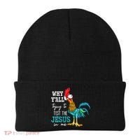 Women Why Y'all Trying To Test The Jesus In Me Funny Chicken Beanie thumb 0