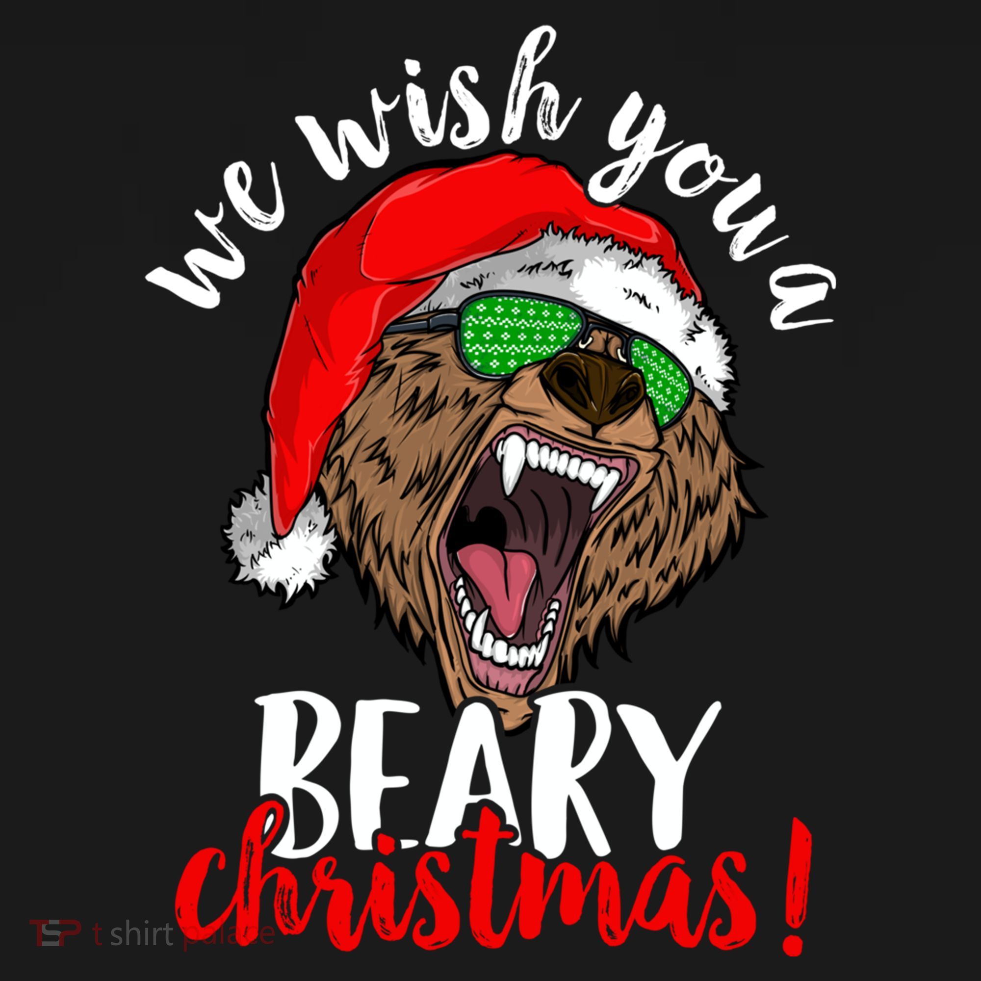We Wish You A Beary Christmas Santa Bear Xmas Sunglasses Gift Women's Hoodie