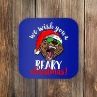 We Wish You A Beary Christmas Santa Bear Xmas Sunglasses Gift Coaster thumb 0