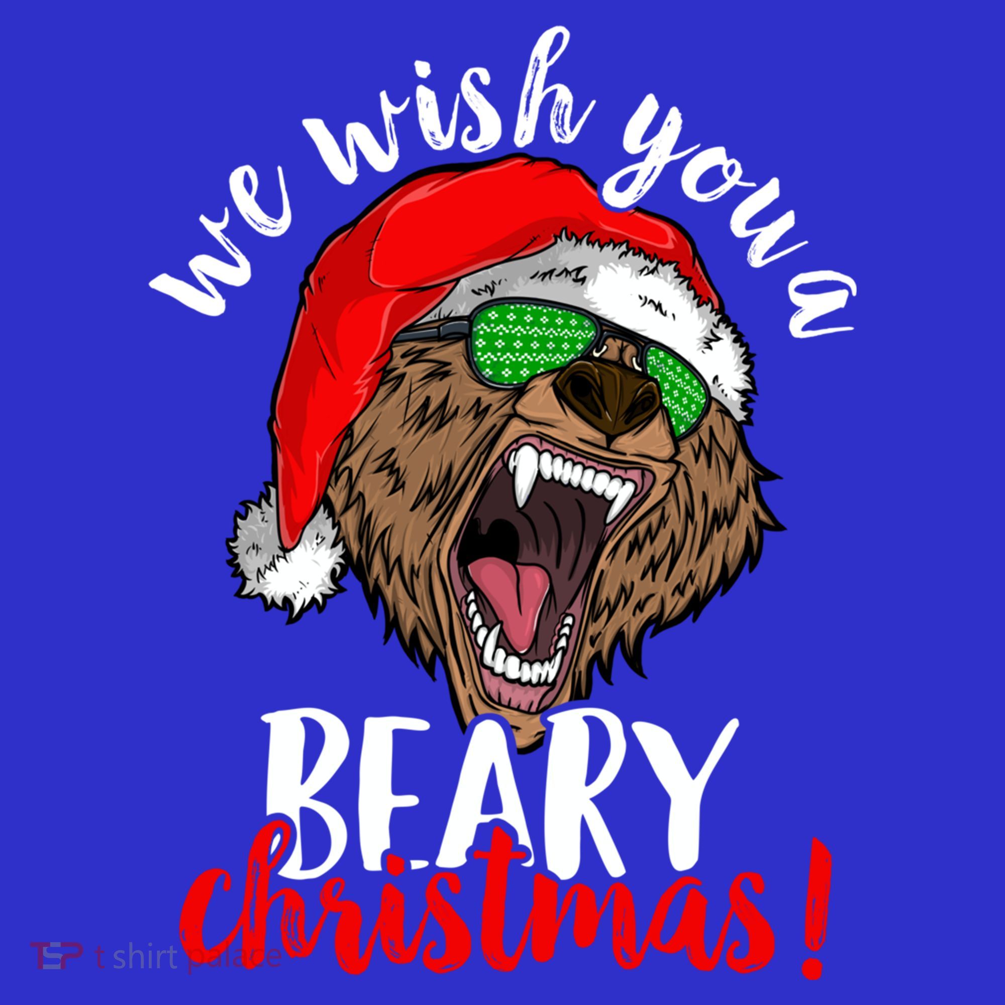 We Wish You A Beary Christmas Santa Bear Xmas Sunglasses Gift Coaster