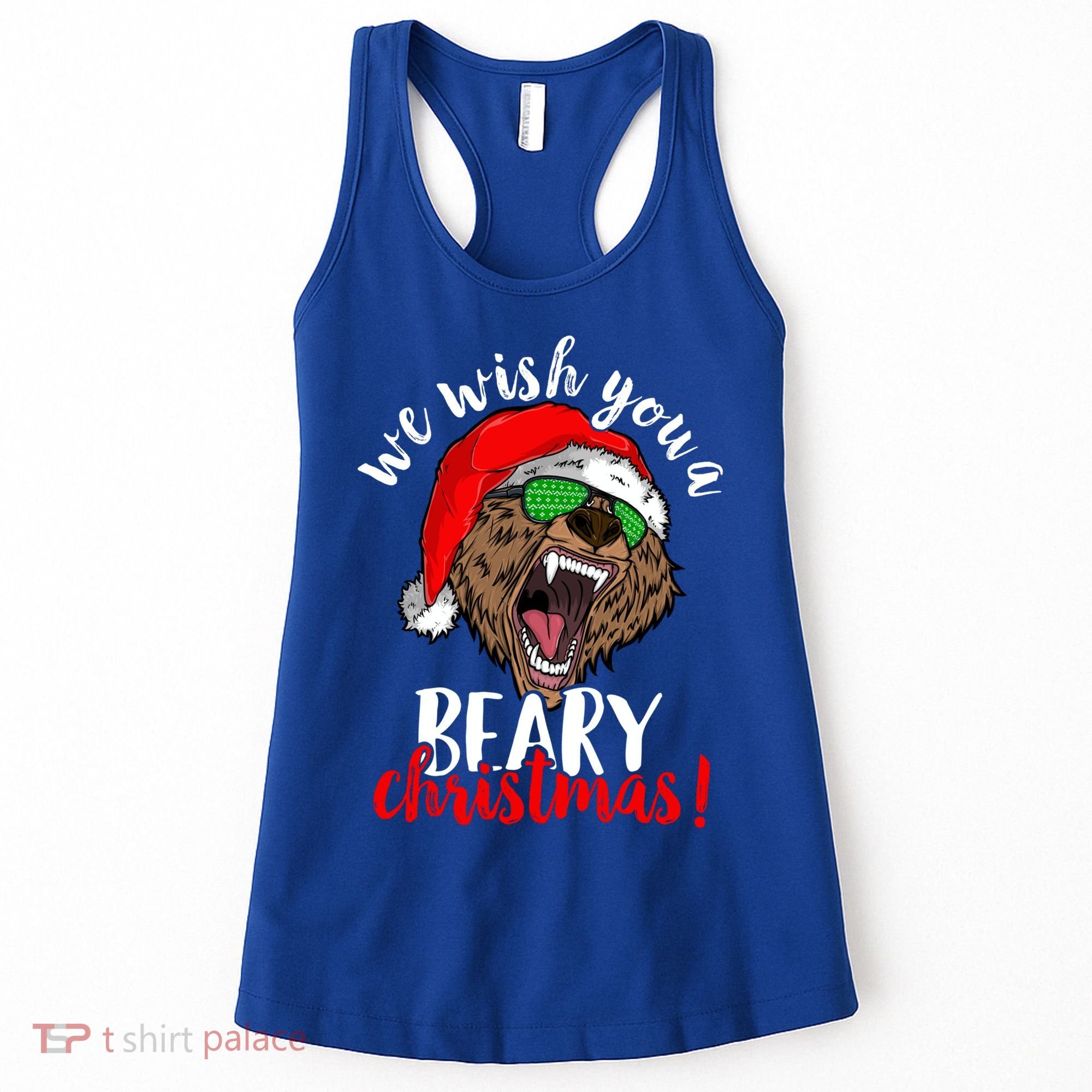 We Wish You A Beary Christmas Santa Bear Xmas Sunglasses Gift Women's Tank Top