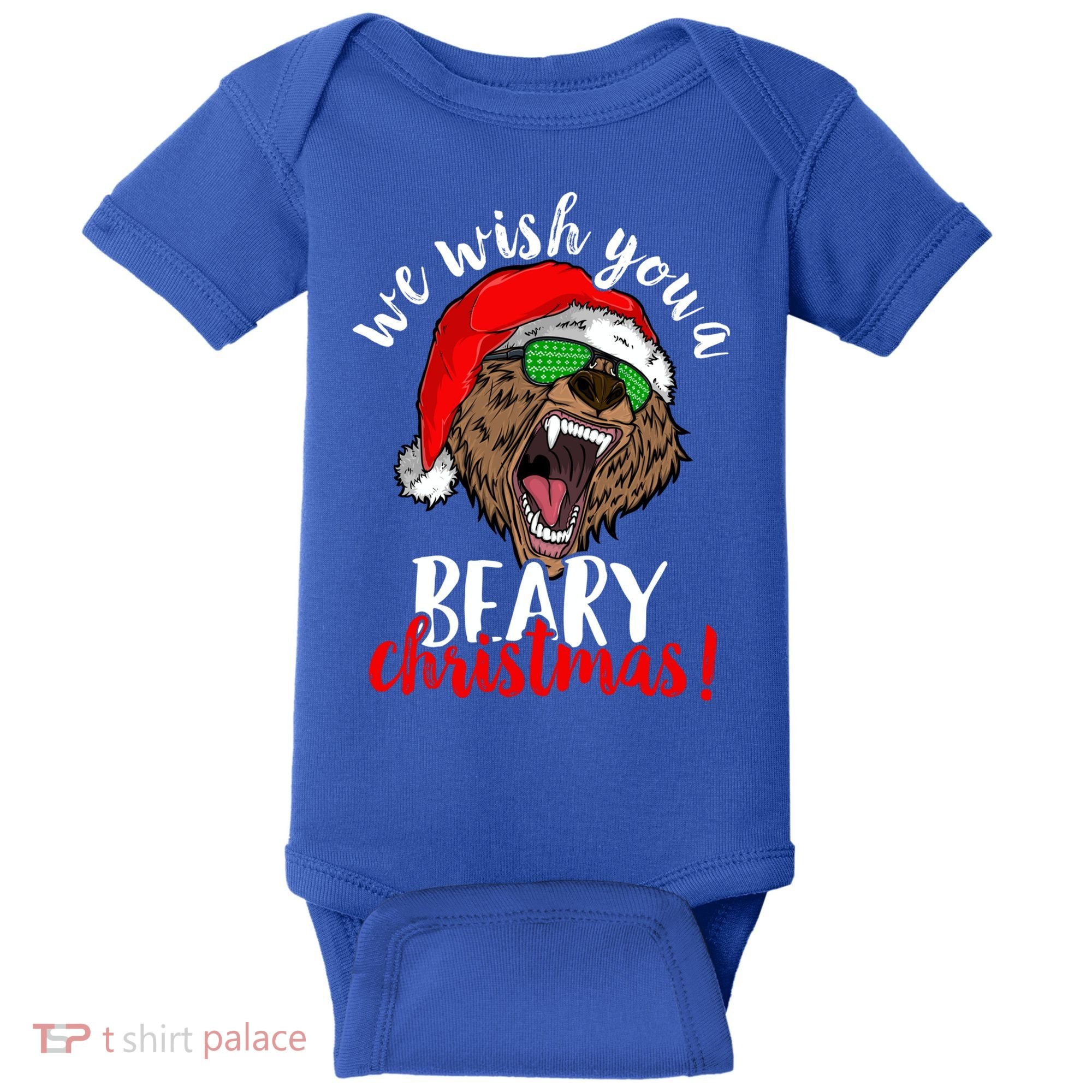 We Wish You A Beary Christmas Santa Bear Xmas Sunglasses Gift Baby Bodysuit
