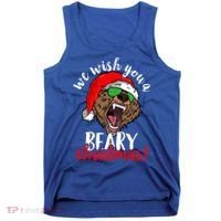 We Wish You A Beary Christmas Santa Bear Xmas Sunglasses Gift Tank Top thumb 0
