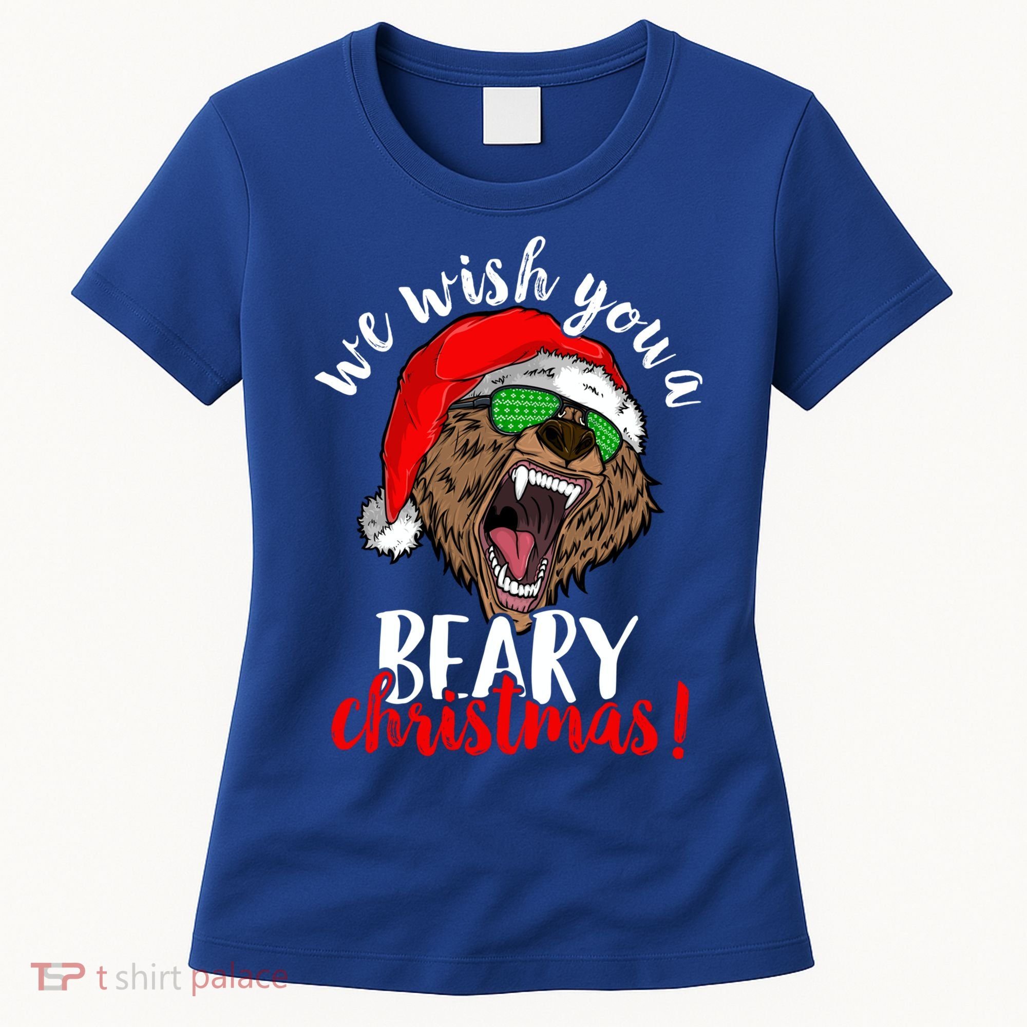 We Wish You A Beary Christmas Santa Bear Xmas Sunglasses Gift Women's T-Shirt