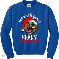 We Wish You A Beary Christmas Santa Bear Xmas Sunglasses Gift Kids Sweatshirt thumb 0