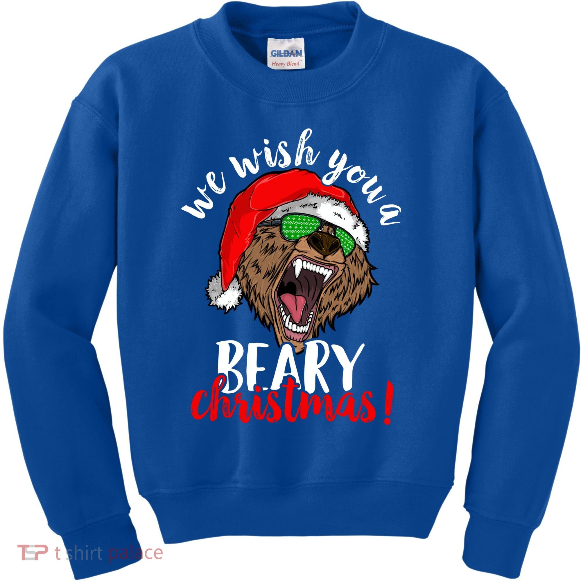 We Wish You A Beary Christmas Santa Bear Xmas Sunglasses Gift Kids Sweatshirt