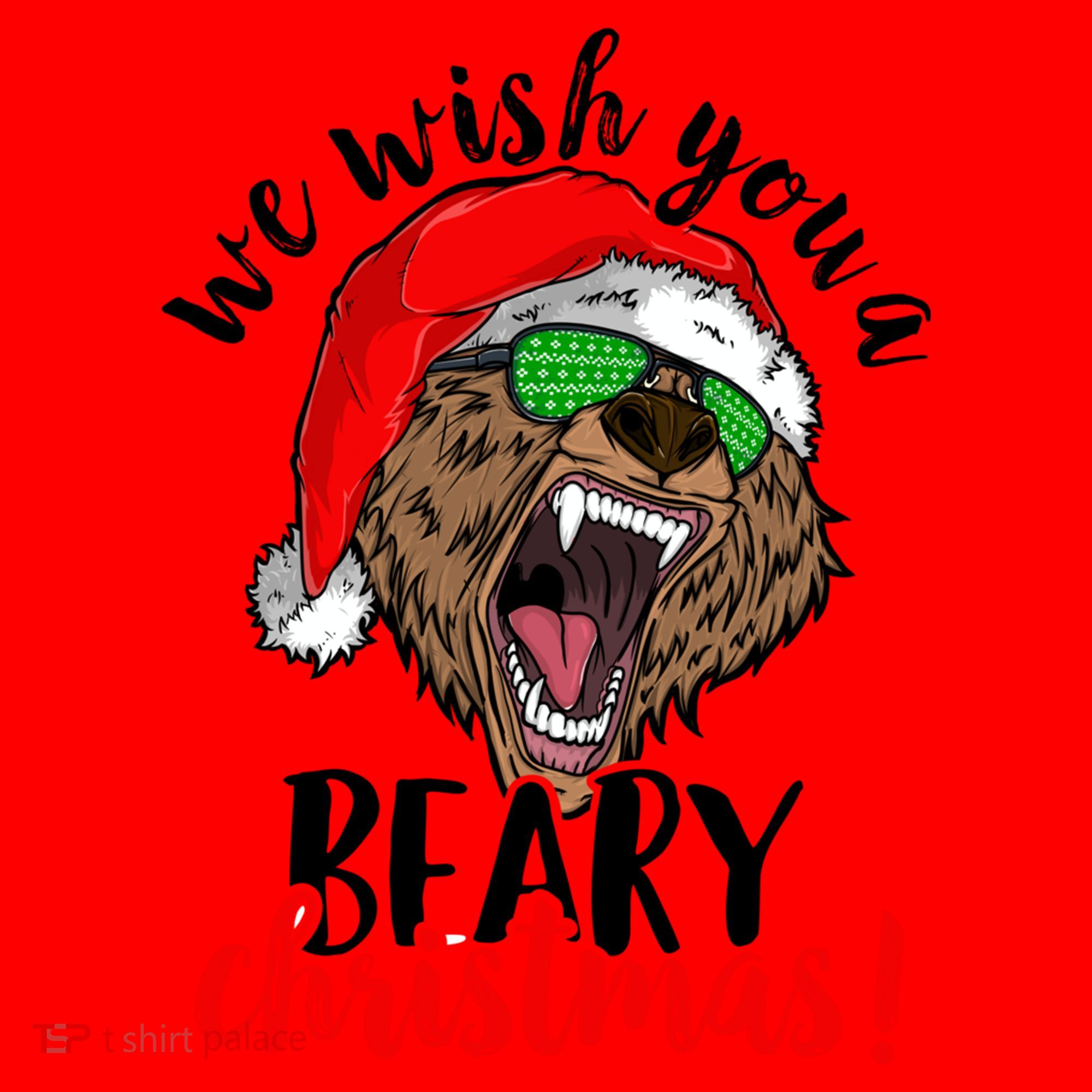 We Wish You A Beary Christmas Santa Bear Xmas Sunglasses Gift Santa Hat