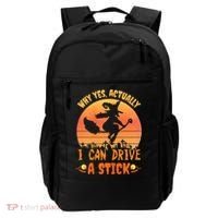 Womens Why Yes Actually I Can Drive A Stick Halloween Witch Spooky Backpack thumb 0