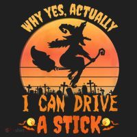 Womens Why Yes Actually I Can Drive A Stick Halloween Witch Spooky Beanie thumb 2